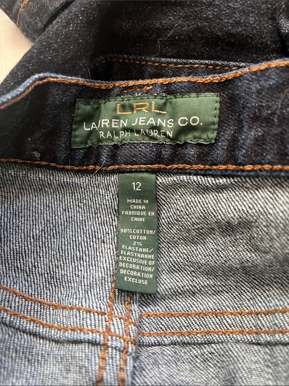 Ralph Lauren LRL High Rise Dark Wash Classic Straight Leg Jeans Size 12 Women’s - Picture 7 of 9